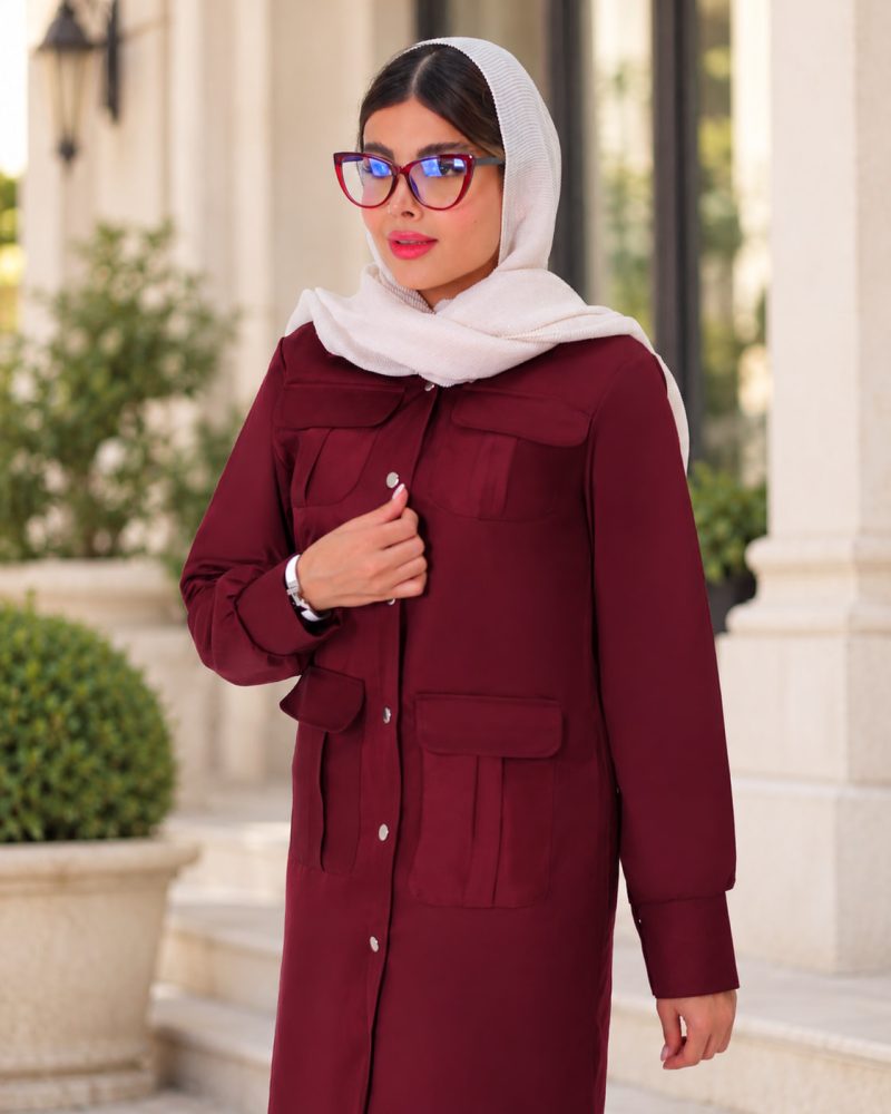 مانتو دانشجویی زرشکی رها